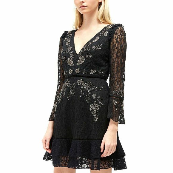 French Connection Dresses & Skirts - French Connection Bella Lace Floral-Embroidered Dress Black 2